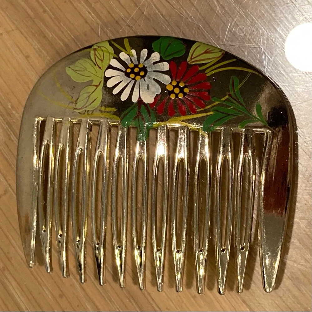 Vintage 3 Hair Adornments: Comb, Large Clip, 2 prong hair stick pin: 70’s, 80’s